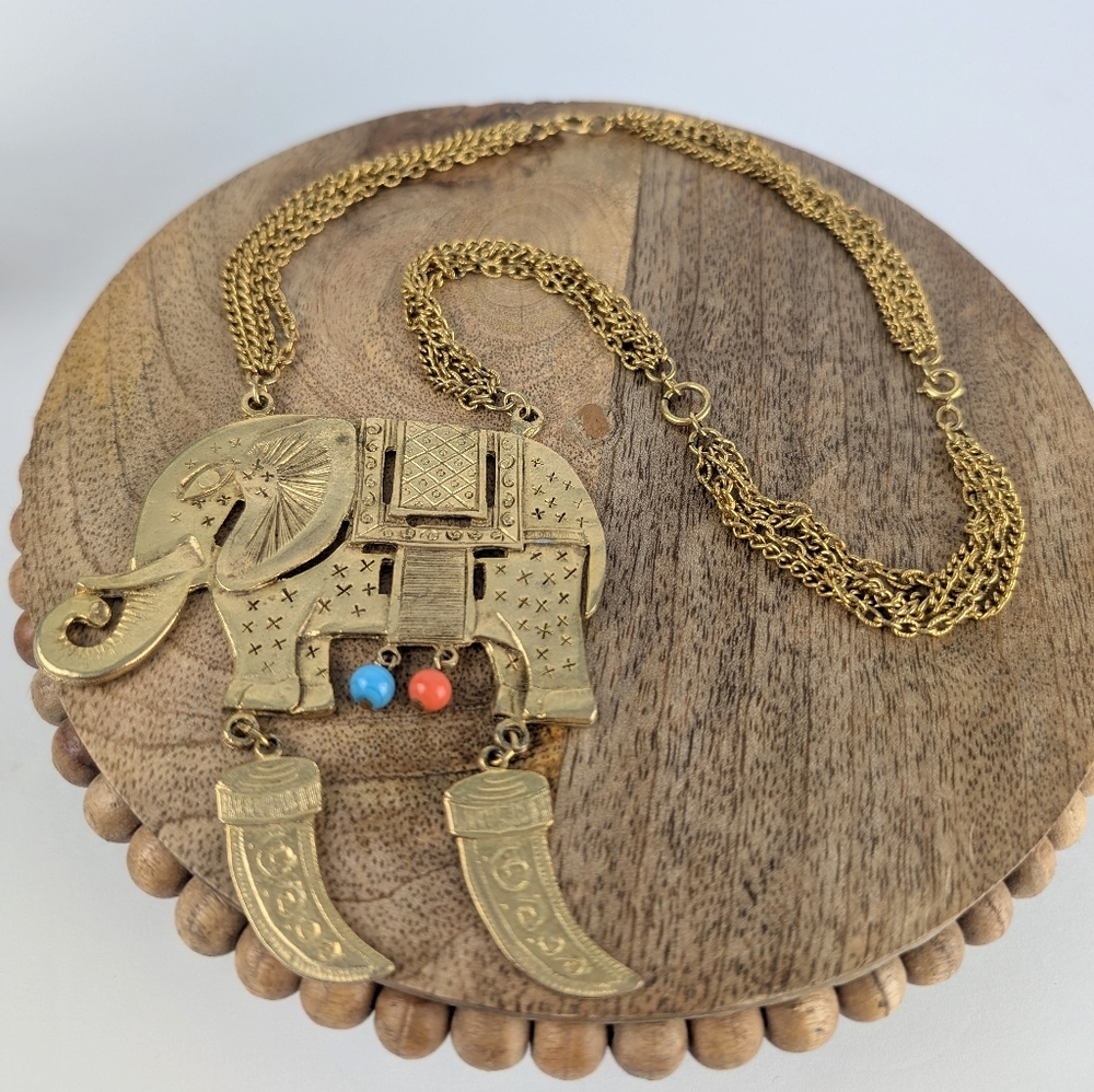 Vintage Eclectic Elephant Necklace